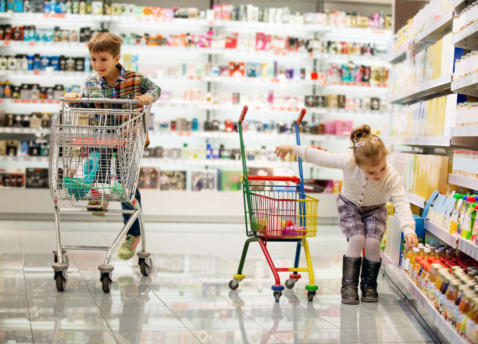 Children shopping indepartment store