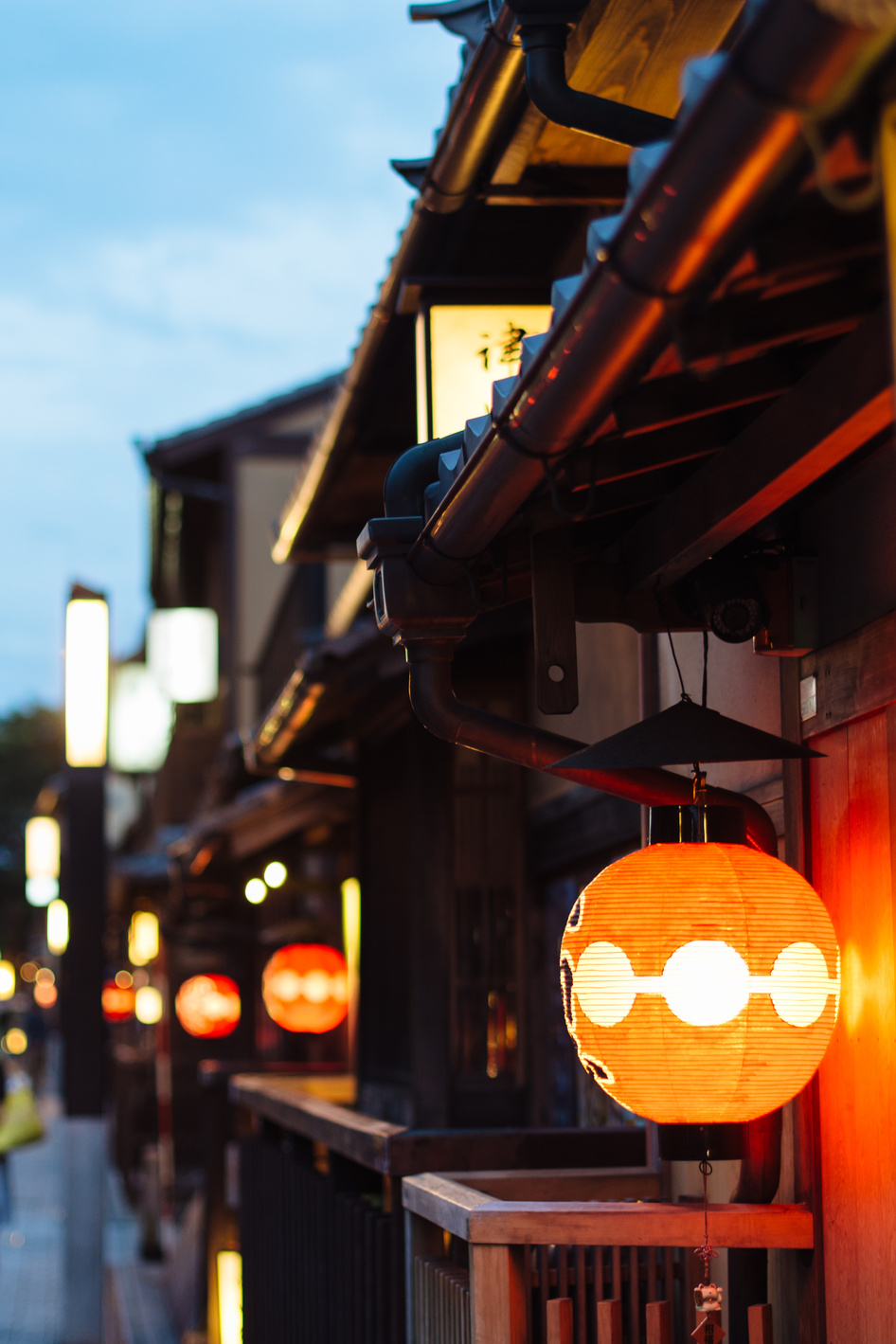 Lighted Lantern Hanging Outdoor Closeup